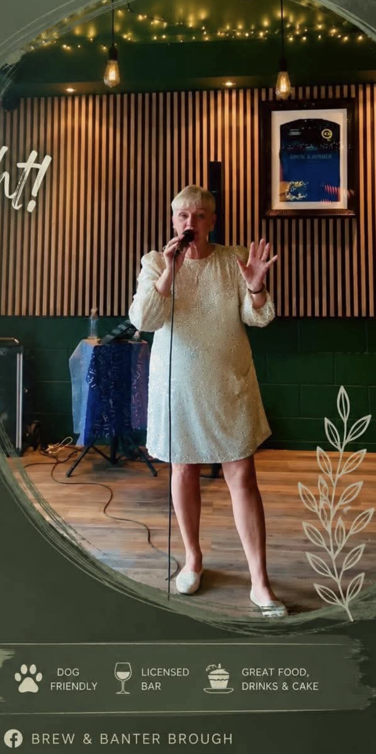 Christie Clifford performing live at Brew and Banter Brough — Saturday 18th July 2026