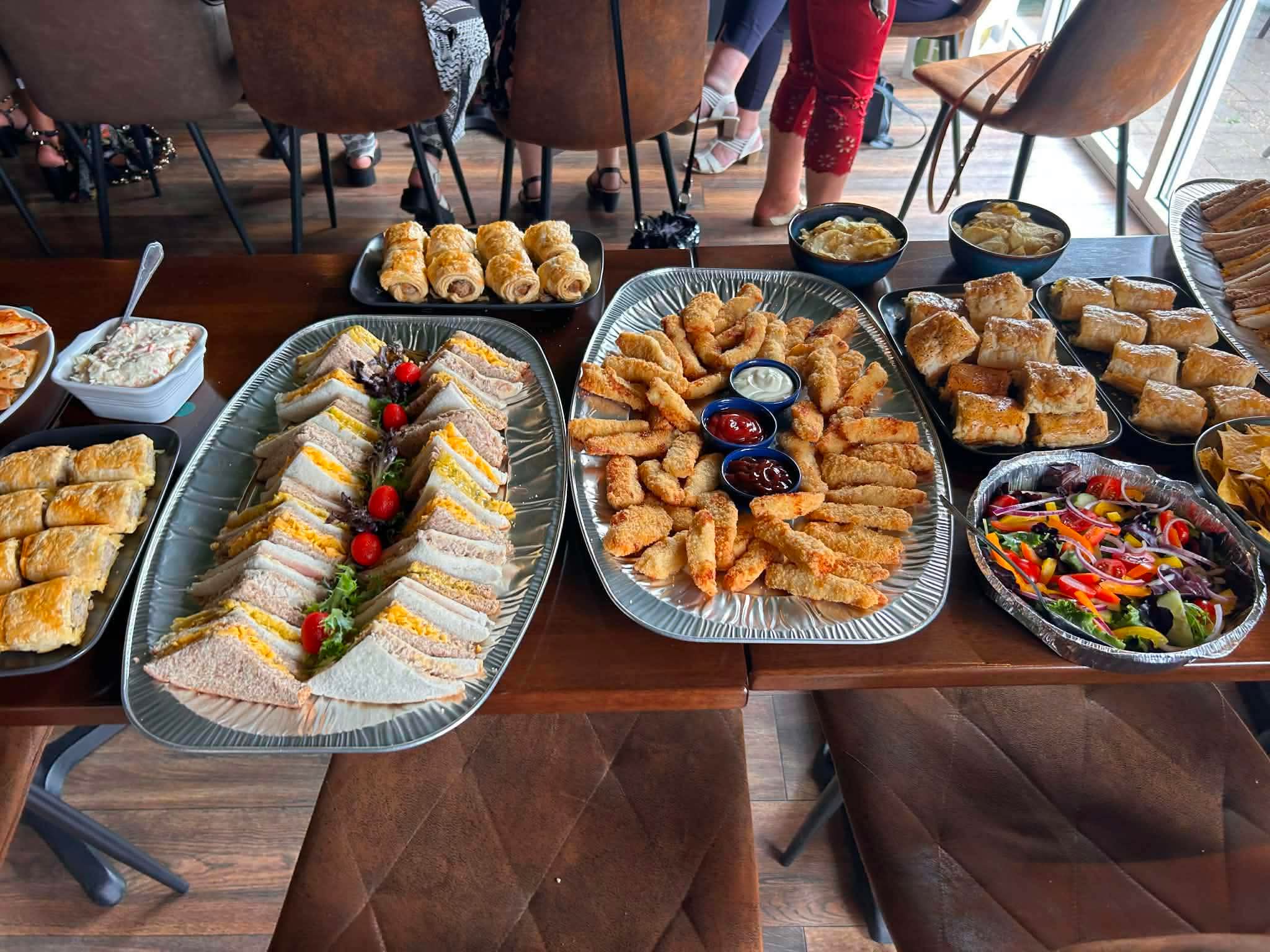 Sandwiches, sausage rolls and finger food for Emily's hen party buffet at Brew and Banter
