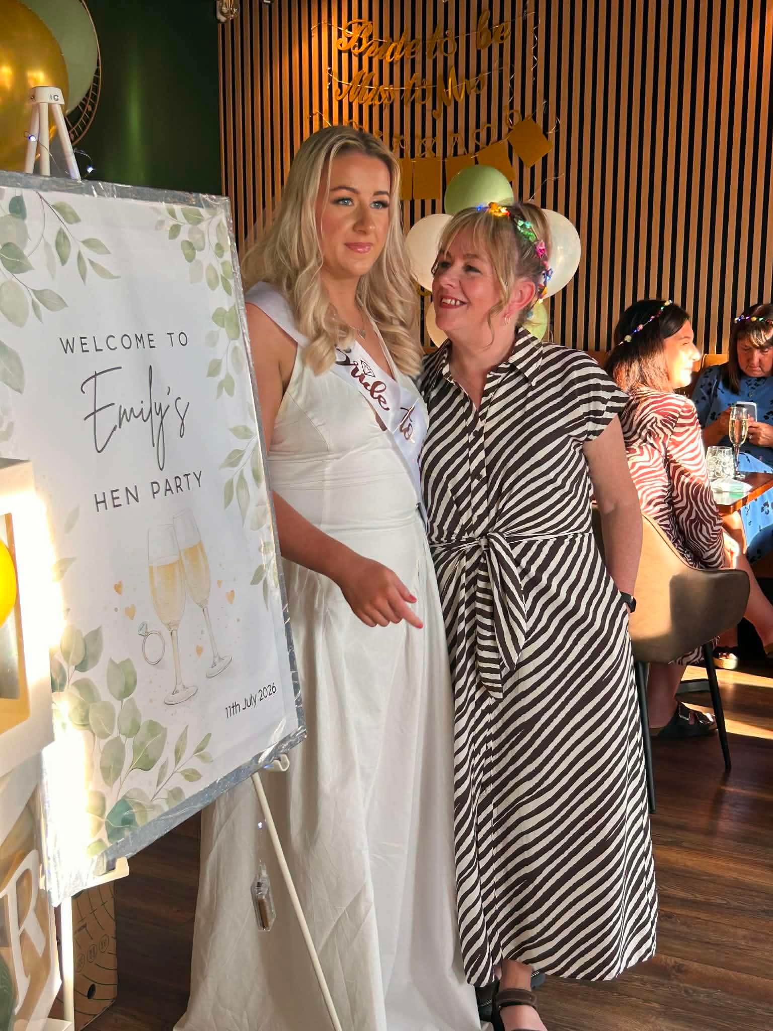 Emily with her mum Doreen at Emily's hen party at Brew and Banter Brough